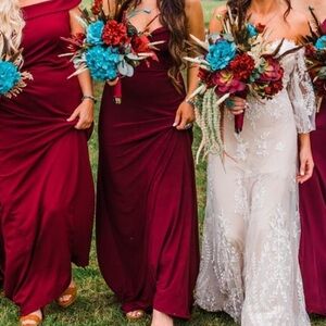 Sorella Vita “Wine” color bridesmaid dress.